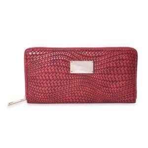 Red Woven Embossed Pattern Faux Leather …